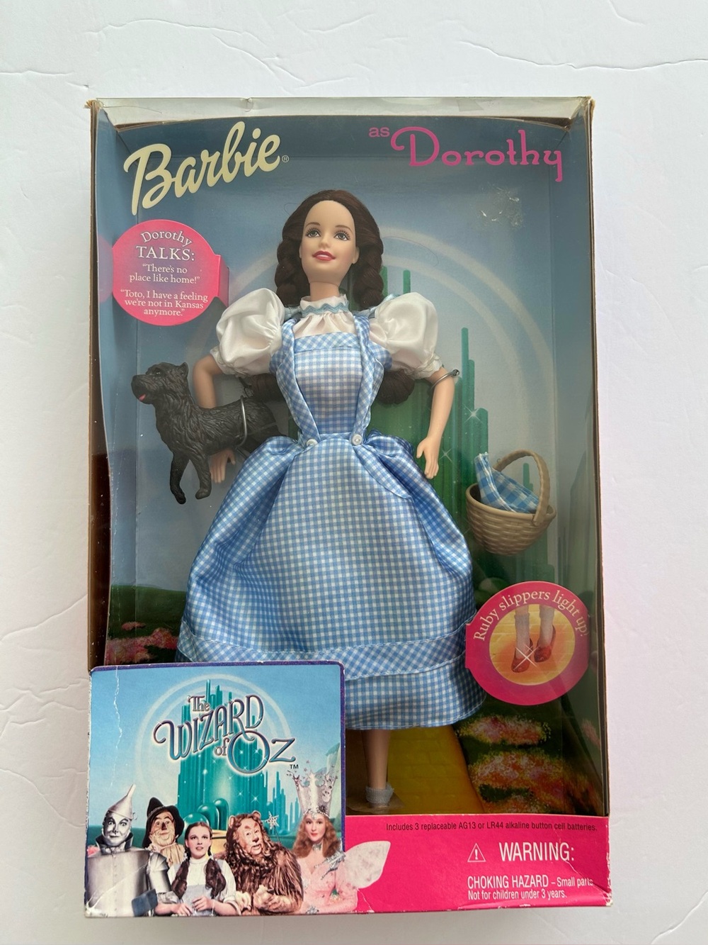 Vintage New Barbie as Talking Dorothy Wizard of Oz Light-up Ruby Slippers & Toto